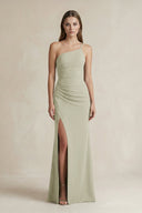 One - Shoulder Sheath Satin Bridesmaid Dress in Frost - KISS BRIDAL Bridesmaid Dresses