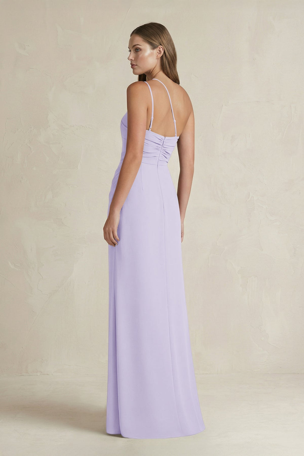 One - Shoulder Sheath Satin Bridesmaid Dress in Lavender - KISS BRIDAL Bridesmaid Dresses