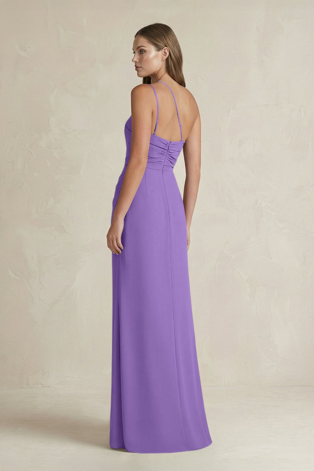 One - Shoulder Sheath Satin Bridesmaid Dress in Lilac - KISS BRIDAL Bridesmaid Dresses