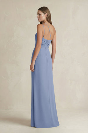 One - Shoulder Sheath Satin Bridesmaid Dress in Mist - KISS BRIDAL Bridesmaid Dresses