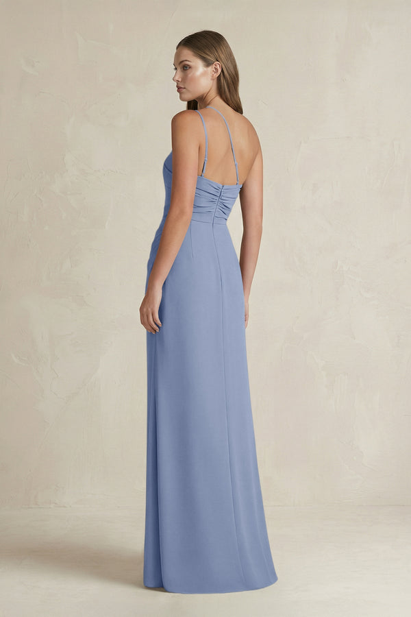 One - Shoulder Sheath Satin Bridesmaid Dress in Mist - KISS BRIDAL Bridesmaid Dresses
