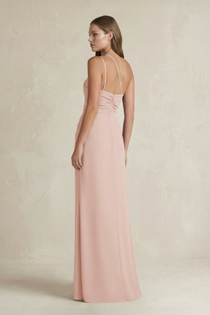 One - Shoulder Sheath Satin Bridesmaid Dress in Pale Blush - KISS BRIDAL Bridesmaid Dresses