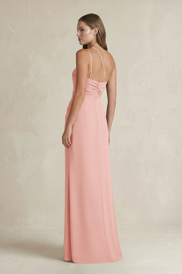 One - Shoulder Sheath Satin Bridesmaid Dress in Rose Petal - KISS BRIDAL Bridesmaid Dresses