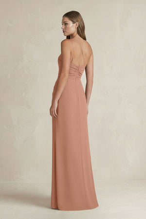 One - Shoulder Sheath Satin Bridesmaid Dress in Rosette - KISS BRIDAL Bridesmaid Dresses