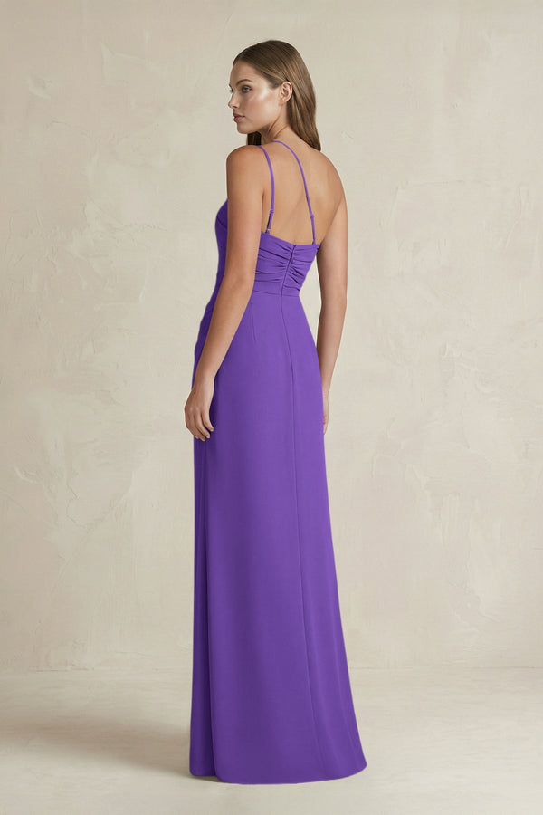 One - Shoulder Sheath Satin Bridesmaid Dress in Tahiti - KISS BRIDAL Bridesmaid Dresses