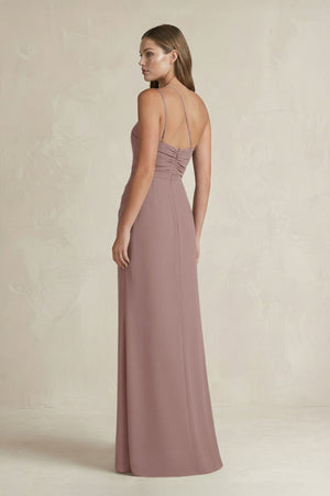 One - Shoulder Sheath Satin Bridesmaid Dress in Toffee - KISS BRIDAL Bridesmaid Dresses
