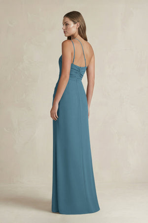 One - Shoulder Sheath Satin Bridesmaid Dress in Twilight - KISS BRIDAL Bridesmaid Dresses