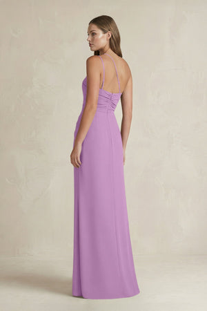 One - Shoulder Sheath Satin Bridesmaid Dress in Vintage Mauve - KISS BRIDAL Bridesmaid Dresses