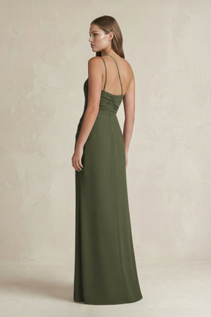 One - Shoulder Sheath Satin Bridesmaid Dress in Willow Green - KISS BRIDAL Bridesmaid Dresses