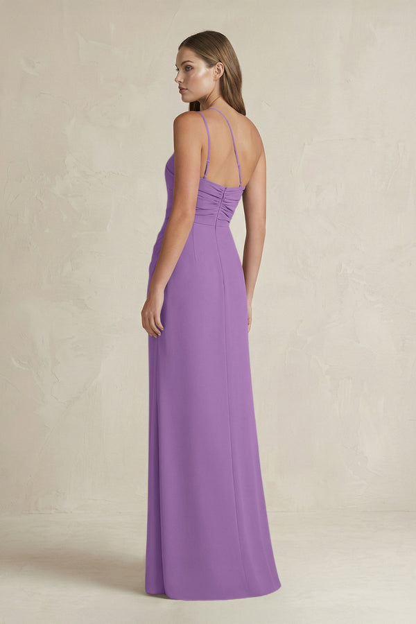One - Shoulder Sheath Satin Bridesmaid Dress in Wisteria - KISS BRIDAL Bridesmaid Dresses