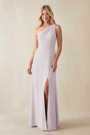 One - Shoulder Sheath Satin Bridesmaid Dress With Slit in Dusk - KISS BRIDAL Bridesmaid Dresses
