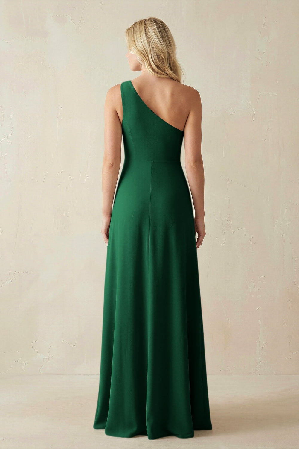 One - Shoulder Sheath Satin Bridesmaid Dress With Slit in Green - KISS BRIDAL Bridesmaid Dresses