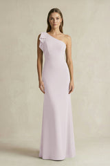 One - Shoulder Sheath Satin Long Bridesmaid Dress in Dusk - KISS BRIDAL Bridesmaid Dresses