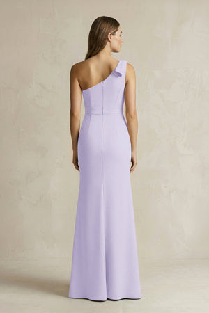 One - Shoulder Sheath Satin Long Bridesmaid Dress in Lavender - SHE IS ME Bridesmaid Dresses