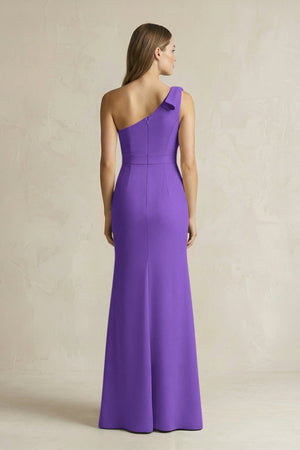 One - Shoulder Sheath Satin Long Bridesmaid Dress in Tahiti - KISS BRIDAL Bridesmaid Dresses