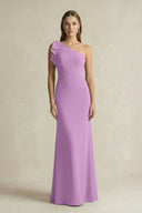 One - Shoulder Sheath Satin Long Bridesmaid Dress in Vintage Mauve - KISS BRIDAL Bridesmaid Dresses