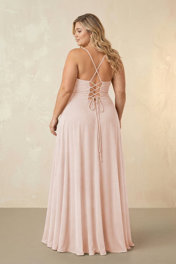 Pale Blush Spaghetti Straps Chiffon A-Line Bridesmaid Dress (2) [sizeplus] | KISSBRIDAL