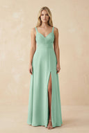 Pale Pistachio Sweetheart A-Line Pleated Chiffon Bridesmaid Dress | KISSBRIDAL