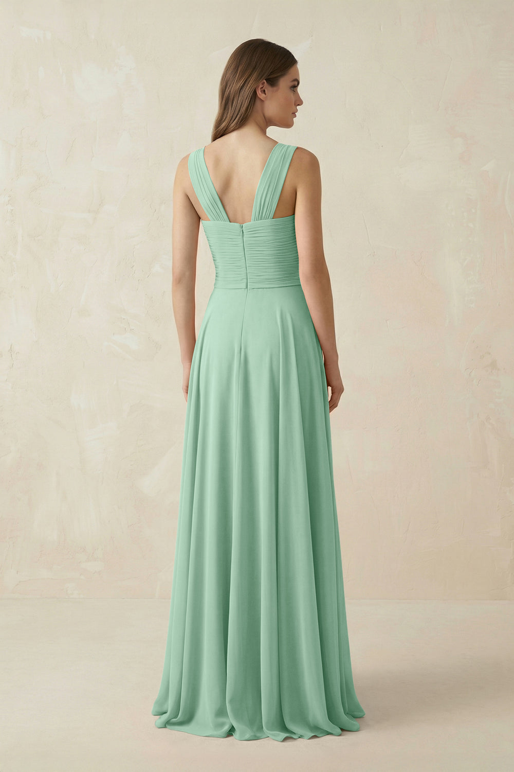 Sweetheart Pleated A-Line Chiffon Bridesmaid Dress in Pale Pistachio