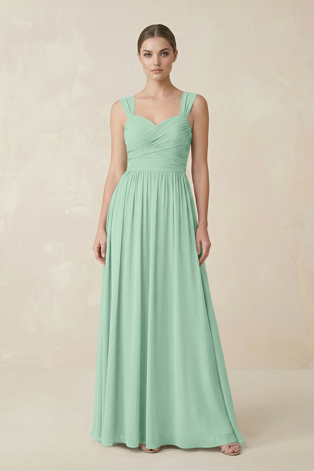 Sweetheart Pleated Chiffon A-Line Bridesmaid Dress in Pale Pistachio
