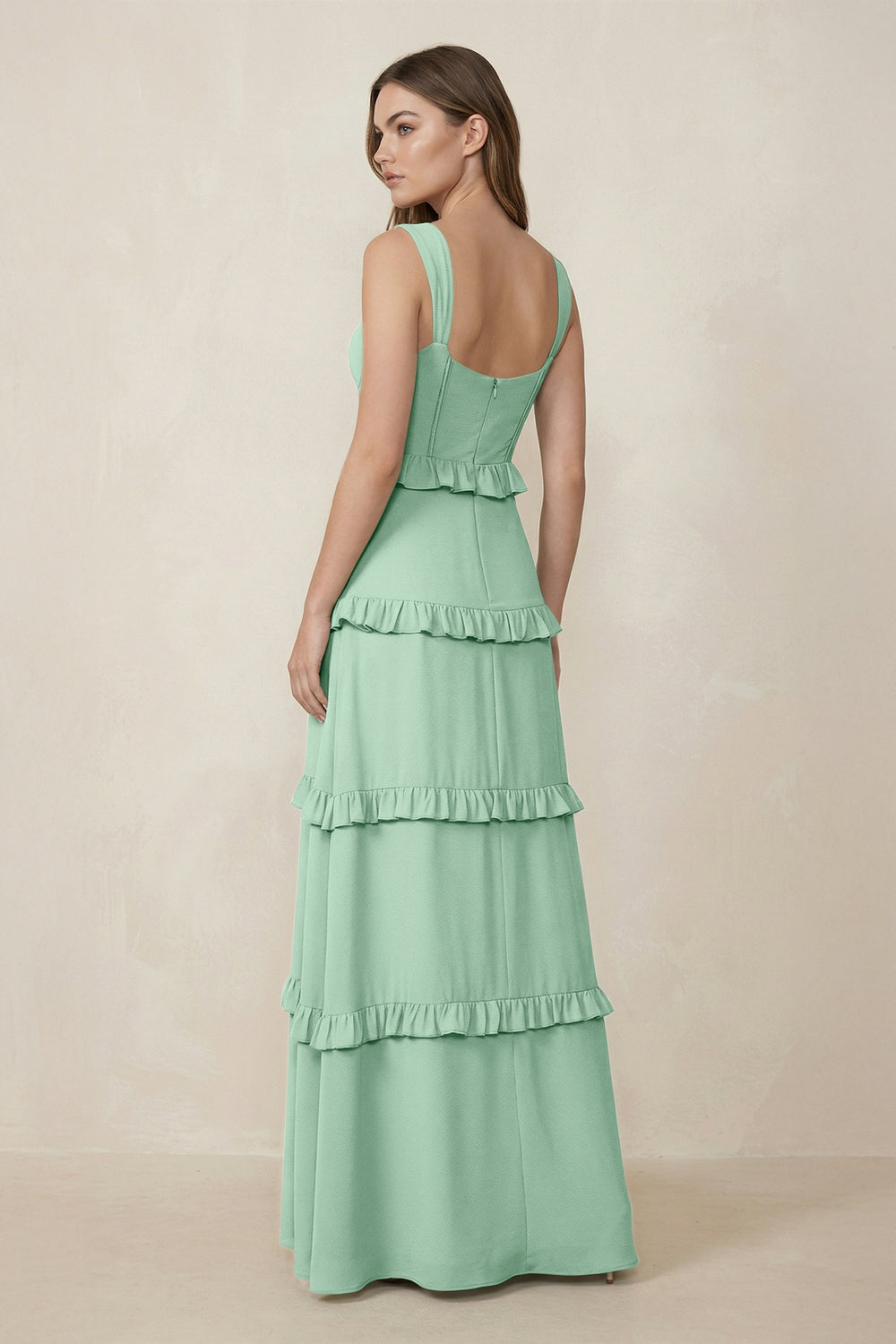 Sweetheart Tiered A-Line Chiffon Bridesmaid Dress in Pale Pistachio