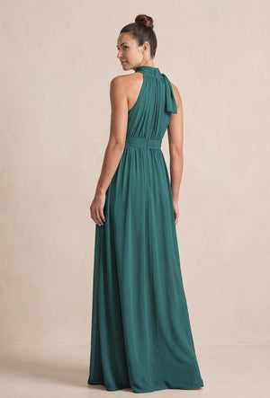 Peacock Teal Chiffon Halter A-Line Mother of the Bride Dress (2) | KISSBRIDAL
