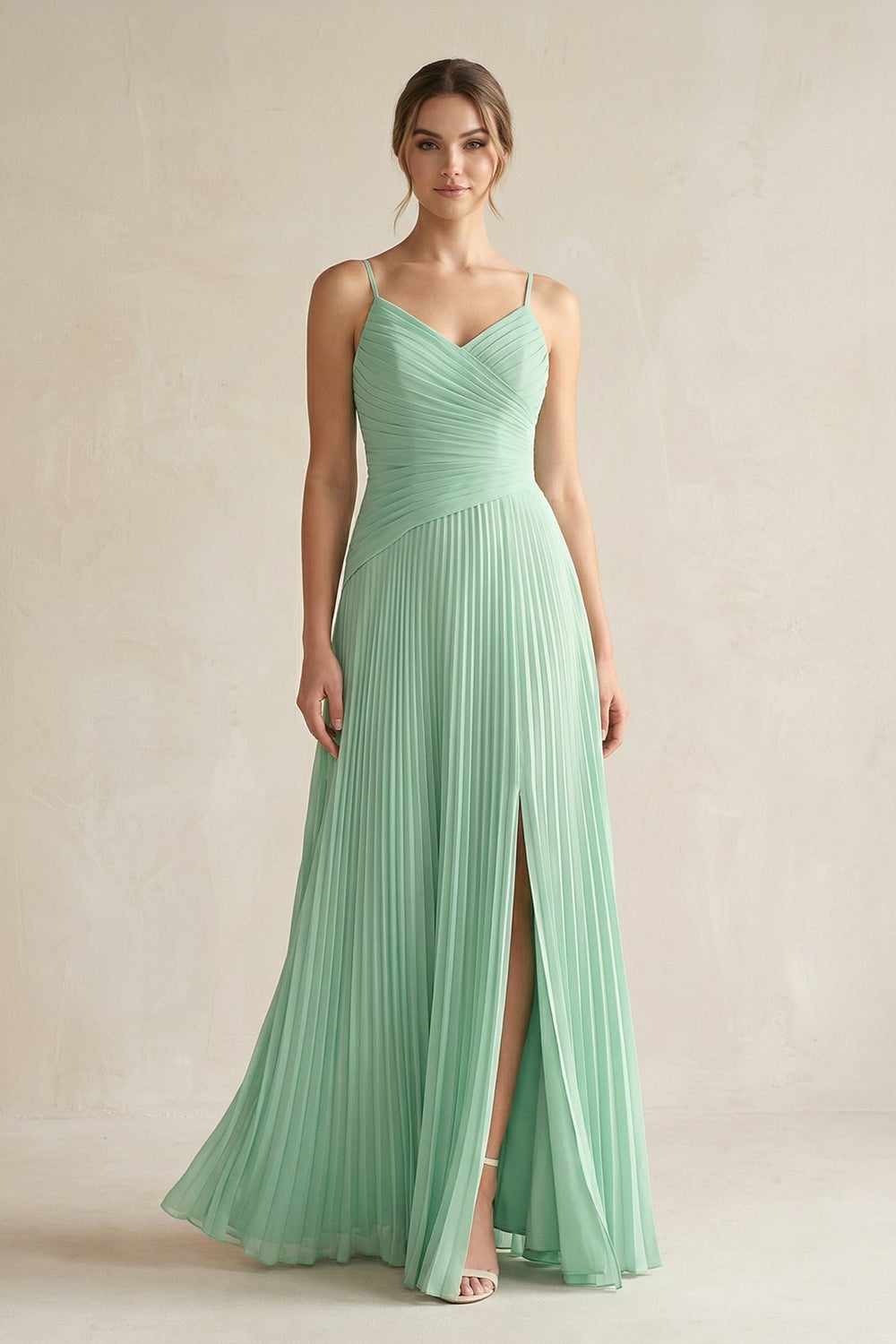 Pleated A - Line Long Chiffon Bridesmaid Dress - SHE IS ME Bridesmaid Dresses