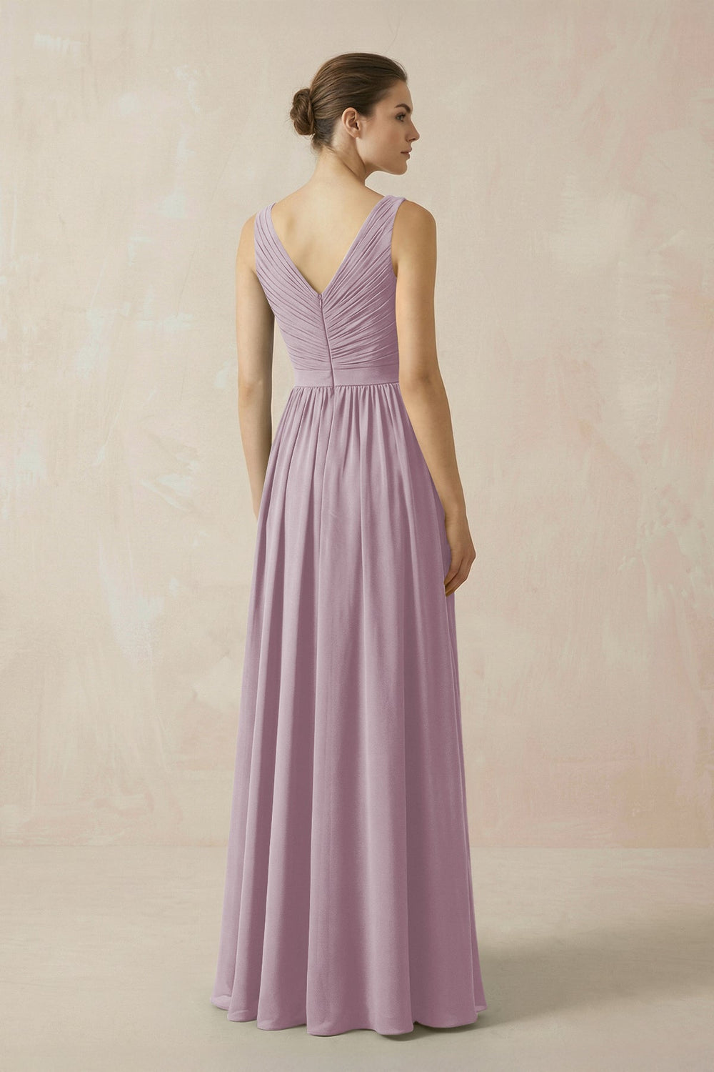 A-Line V-Neck Pleated Chiffon Bridesmaid Dress in Dusk - KISS BRIDAL BRIDESMAID DRESSES