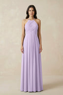 A-Line Halter Neck Pleated Chiffon Bridesmaid Dress in Lavender - KISS BRIDAL BRIDESMAID DRESSES