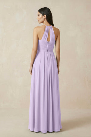 A-Line Halter Neck Pleated Chiffon Bridesmaid Dress in Lavender - KISS BRIDAL BRIDESMAID DRESSES