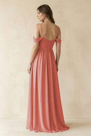 A-Line Off-the-Shoulder Pleated Chiffon Bridesmaid Dress in Mulberry - SHE IS ME BRIDESMAID DRESSES