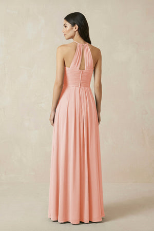 A-Line Halter Neck Pleated Chiffon Bridesmaid Dress in Rose Petal - KISS BRIDAL BRIDESMAID DRESSES