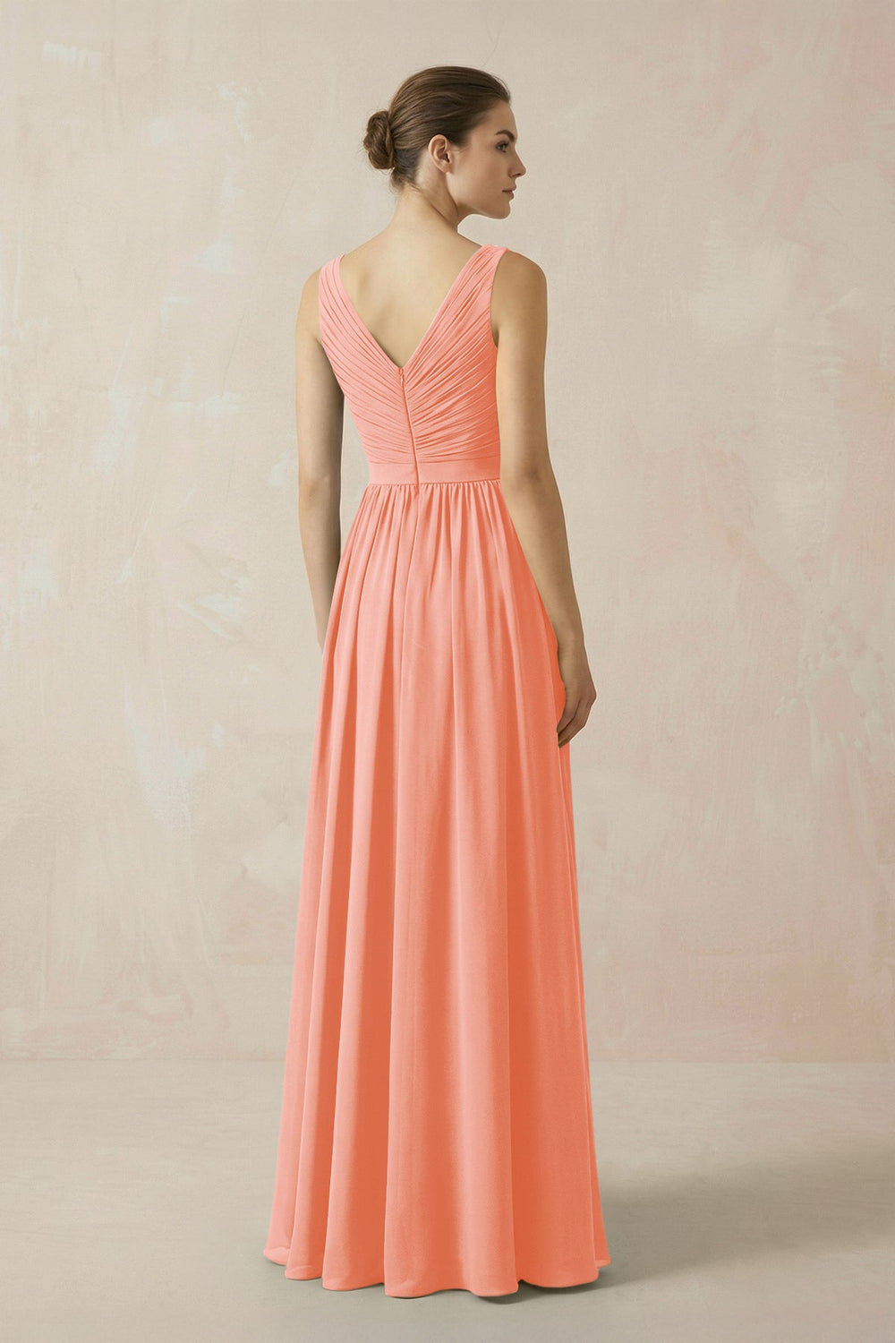A-Line V-Neck Pleated Chiffon Bridesmaid Dress in Rosette - KISS BRIDAL BRIDESMAID DRESSES