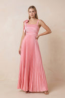 Pleated Square Neck A-Line Maxi Dress with Bow in Rosette – SHE IS ME Dresses