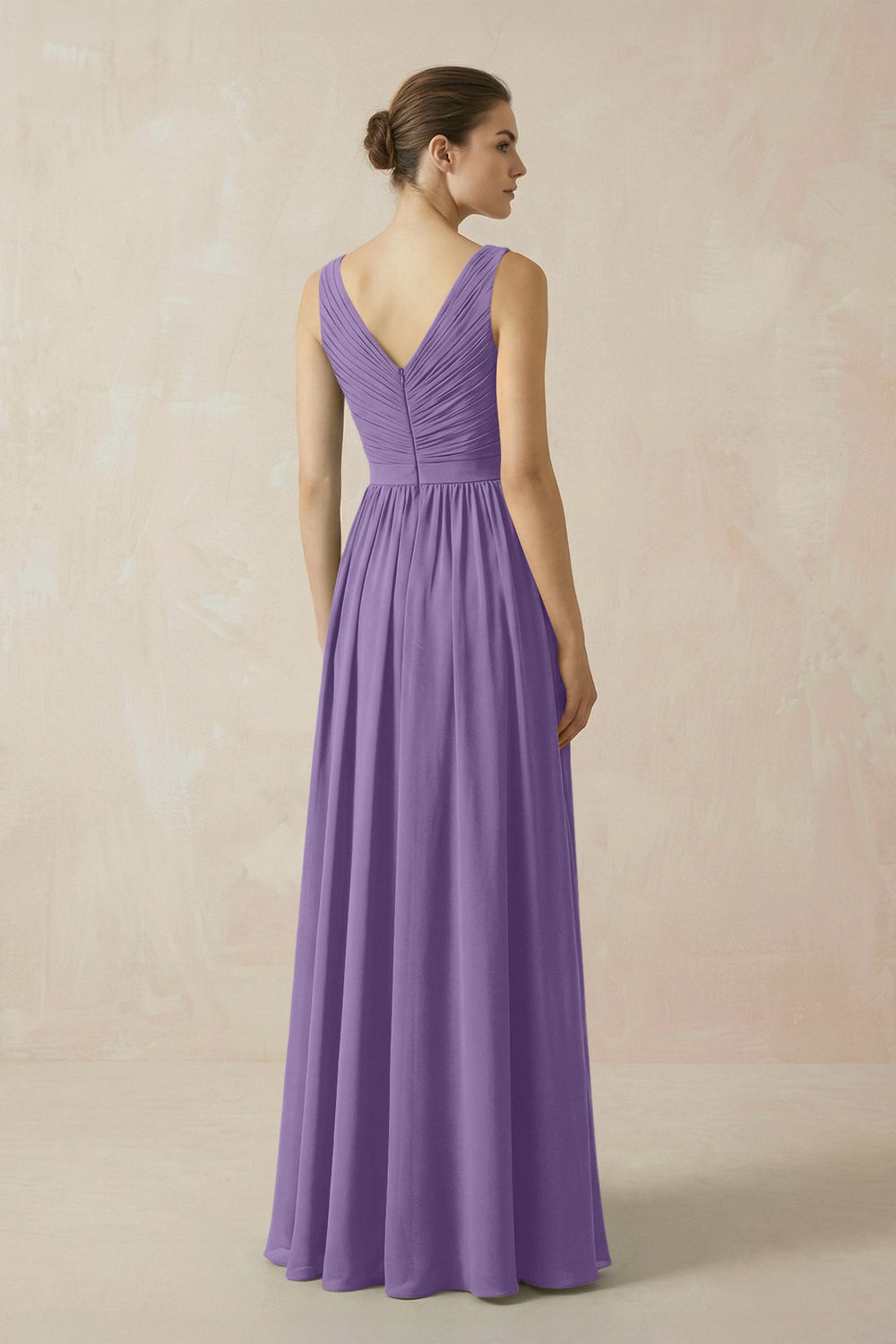 A-Line V-Neck Pleated Chiffon Bridesmaid Dress in Tahiti - KISS BRIDAL BRIDESMAID DRESSES