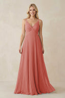 Pleated V - Neck A - Line Chiffon Bridesmaid Dress in Mulberry - SHE IS ME Bridesmaid Dresses