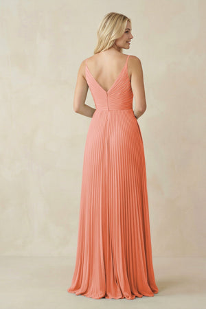 Pleated V - Neck A - Line Chiffon Bridesmaid Dress in Rosette - SHE IS ME Bridesmaid Dresses