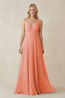 Pleated V - Neck A - Line Chiffon Bridesmaid Dress in Rosette - SHE IS ME Bridesmaid Dresses