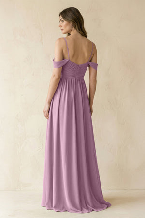 A-Line Off-the-Shoulder Pleated Chiffon Bridesmaid Dress in Wisteria - SHE IS ME BRIDESMAID DRESSES