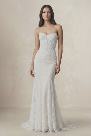 Sweetheart Mermaid Lace Corset Wedding Dress in White - KISS BRIDAL Wedding Dresses