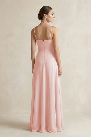 Rose Petal A-Line Chiffon Spaghetti Strap Bridesmaid Dress (2) | KISSBRIDAL