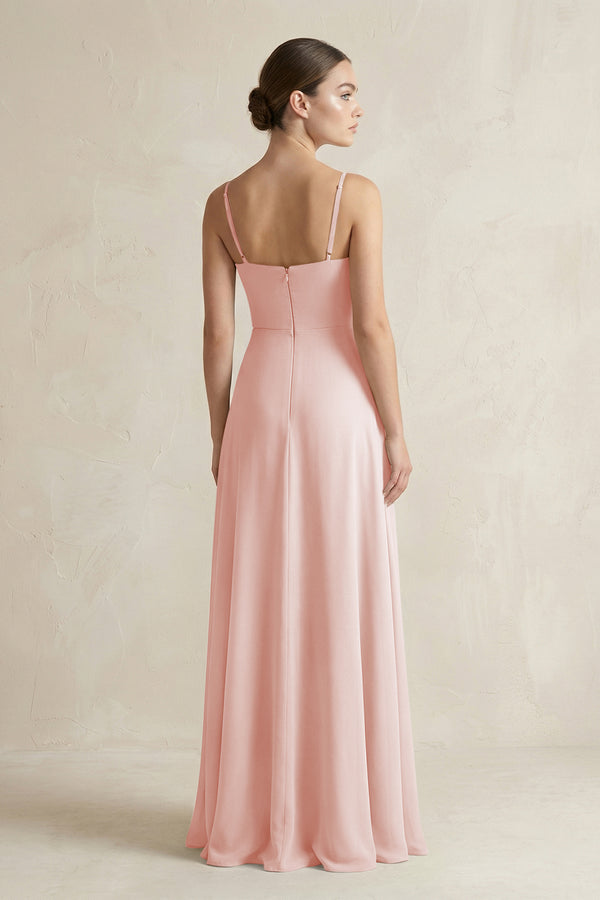 Rose Petal A-Line Chiffon Spaghetti Strap Bridesmaid Dress (2) | KISSBRIDAL