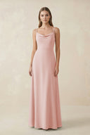 Rose Petal Cami Strap A-Line Chiffon Bridesmaid Dress | KISSBRIDAL