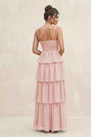 Rose Petal Cami Strap Tiered A-Line Chiffon Bridesmaid Dress (2) | KISSBRIDAL