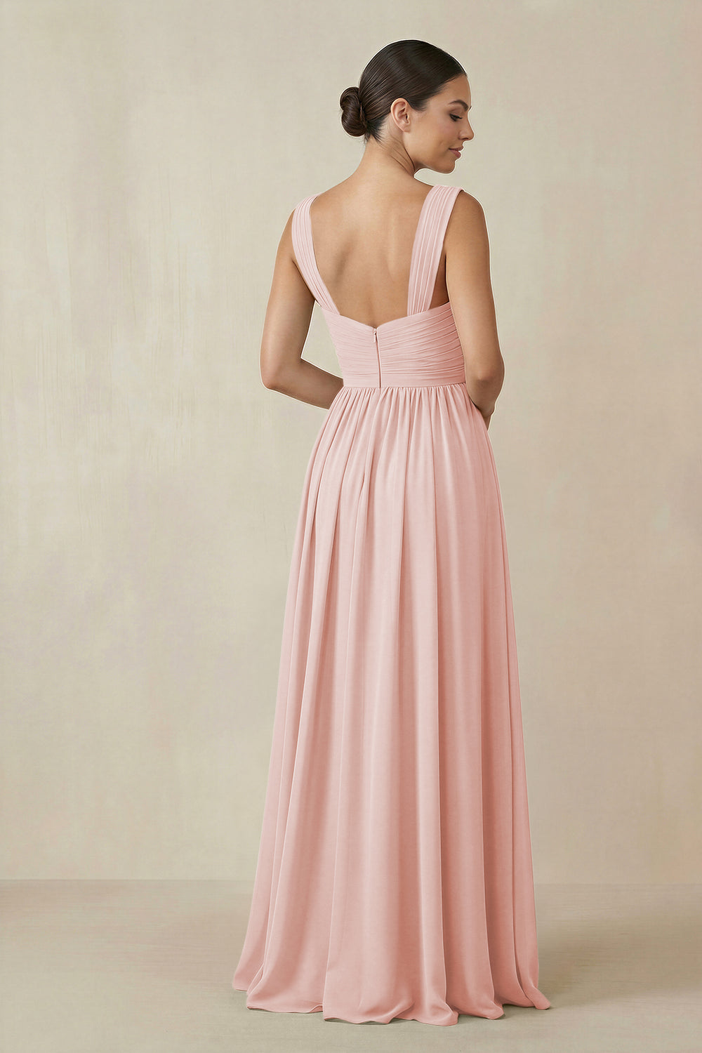 Chiffon A-Line Pleated Bridesmaid Dress in Rose Petal