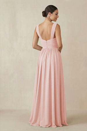 Rose Petal Chiffon A-Line Pleated Bridesmaid Dress (2) | KISSBRIDAL