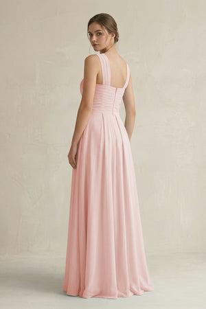 Rose Petal Cross Halter Chiffon A-Line Pleated Bridesmaid Dress (2) | KISSBRIDAL