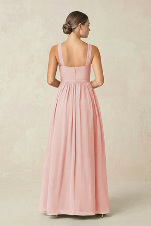 Rose Petal Cross Halter Neck Chiffon A-Line Bridesmaid Dress With Slit (2) | KISSBRIDAL