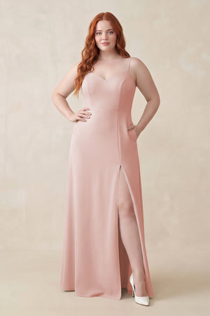 Rose Petal Ruched Sheath Chiffon Bridesmaid Dress | KISSBRIDAL