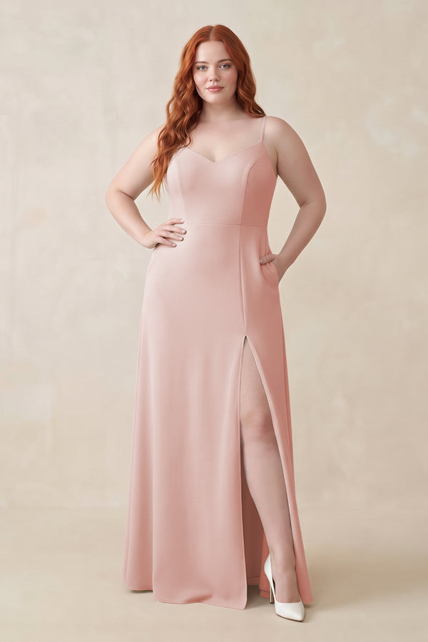 Rose Petal Ruched Sheath Chiffon Bridesmaid Dress | KISSBRIDAL
